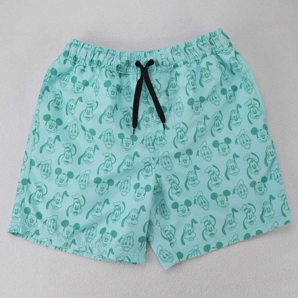 Disney Mens Mickey Mouse Donald Duck Goofy Swim Trunks Mint Green Small S